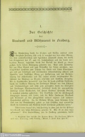 I. Zur Geschichte der Baukunst und Bildhauerei in Freiberg