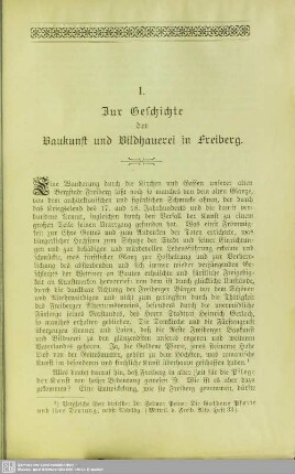 I. Zur Geschichte der Baukunst und Bildhauerei in Freiberg