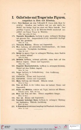 I. Callot´sche und Troger´sche Figuren (Nr. 574 - 591)