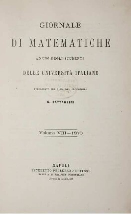 8: Giornale di matematiche