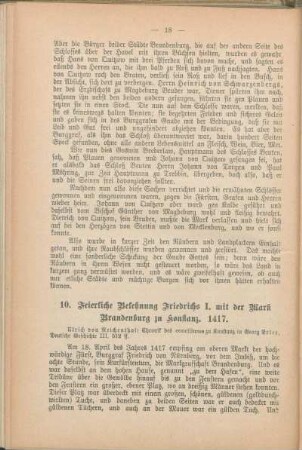 10. Feierliche Belehnung Friedrichs I. mit der Mark Brandenburg zu Konstanz. 1417.