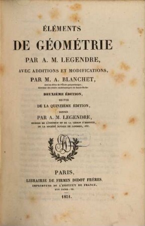 Eléments de géométrie : Avec additions et modifications par A. Blanchet