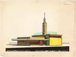 Ausstellungsgebäude Monatskonkurrenz Dezember 1928: Perspektivische Ansicht