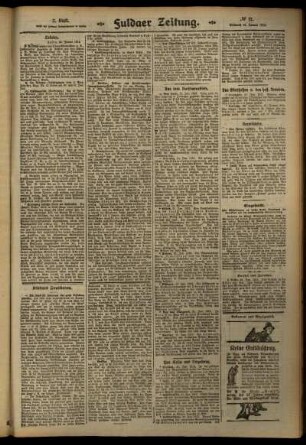 Zweite Ausgabe vom Mittwoch, den 22. Januar 1913.