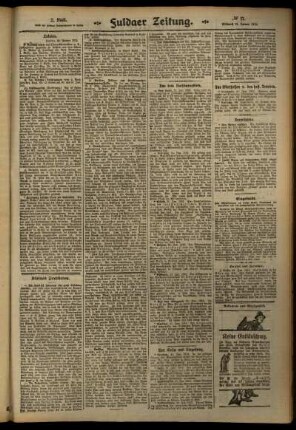 Zweite Ausgabe vom Mittwoch, den 22. Januar 1913.