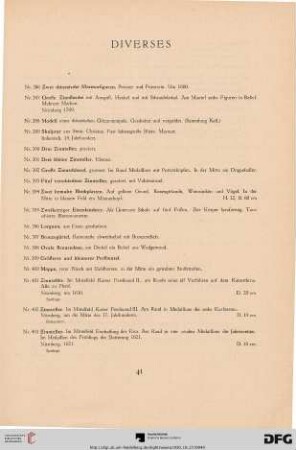 Diverses (Nr. 386-409)