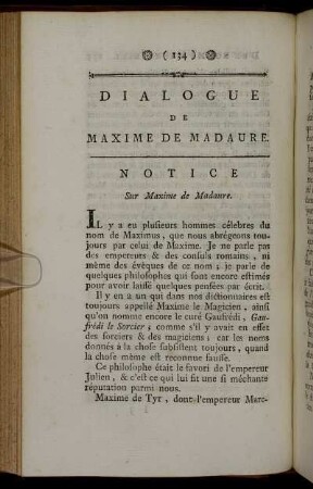 Dialogue De Maxime De Madaure. Notice Sur Maxime de Madaure.