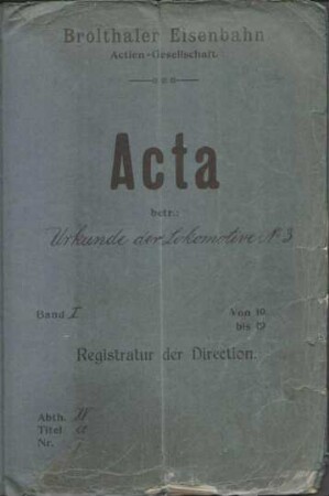 Betriebsbuch Lok 3, Jung, Baujahr 1918