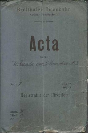 Betriebsbuch Lok 3, Jung, Baujahr 1918