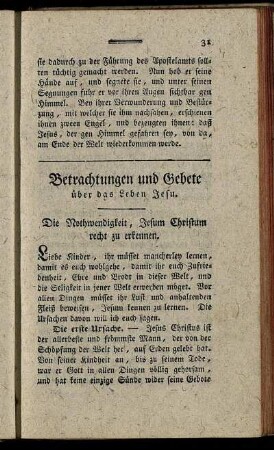 Betrachtungen und Gebete über das Leben Jesu.
