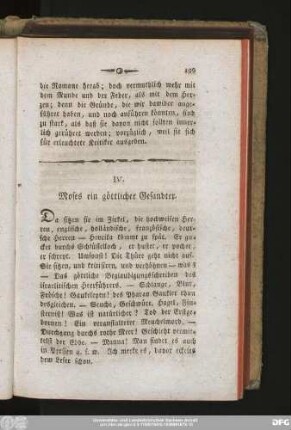 IV. Moses ein göttlicher Gesandter.