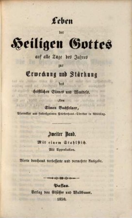 Leben der Heiligen Gottes auf alle Tage des Jahres zur Erweckung und Stärkung des christlichen Sinnes und Wandels, 2