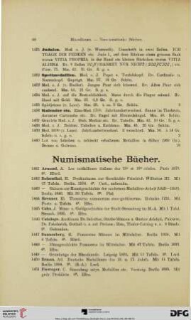 Numismatische Bücher (Nr. 1441-1496)