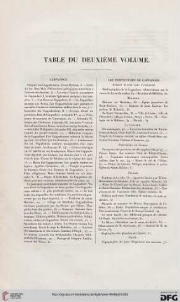 Table de deuxième volume