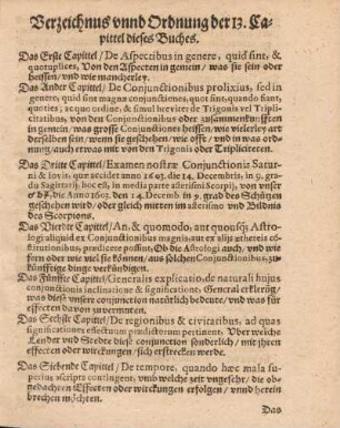 Verzeichnus vnnd Ordnung der 13. Capittel dieses Buches.