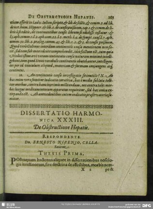 Dissertatio Harmonica XXXIII. De Obstructione Hepatis