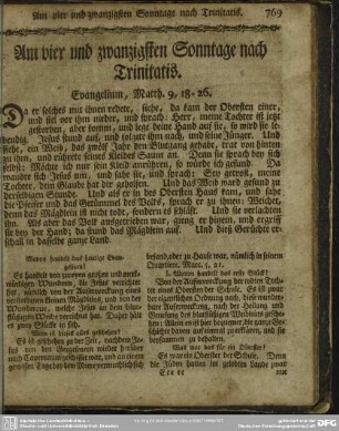 Am vier und zwanzigsten Sonntage nach Trinitatis. Evangelium, Matth. 9, 18-26