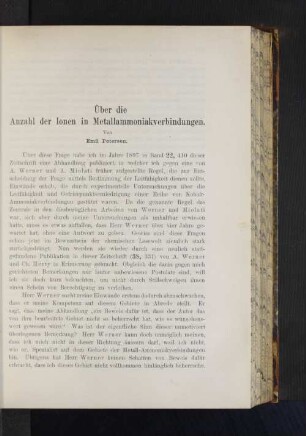 Über die Anzahl der Ionen in Metallammoniakverbindungen.