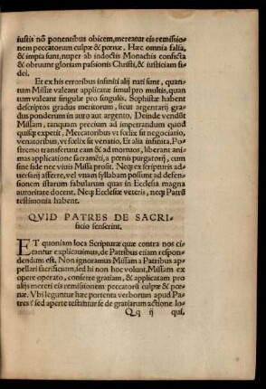 Quid Patres De Sacrificio senserint.