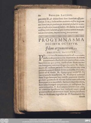 Progymnasma Decimum Octavum. Idem argumentum. Philippus, Magister.