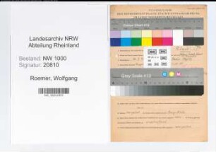 Entnazifizierung Wolfgang Roemer, geb. 30.07.1907 (Oberinspektor)