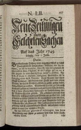 N. LII. Leipzig, den 1 Julii. - N. LIX. Leipzig, den 26 Julii.