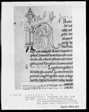Chorbuch für die Prim — Initiale K mit Josua als Buchstabenstamm, Folio 65verso