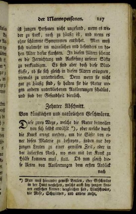 Zehnter Abschnitt. Von künstlichen und natürlichen Geschwüren.