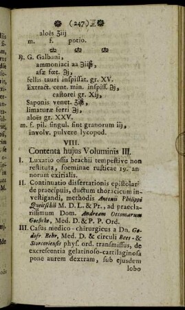VIII. Contenta hujus Voluminis III.
