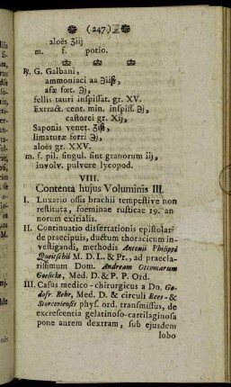 VIII. Contenta hujus Voluminis III.