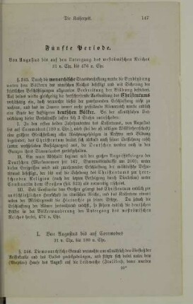 Fünfte Periode. Von Augustus bis auf den Untergang des weströmischen Reiches, 31 v. Chr. bis 476 n. Chr.