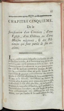 Chapitre Cinquieme. De la fortification d´un Cimetiere,[...]