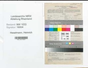 Entnazifizierung Heinrich Heselmann , geb. 25.07.1921 (Landwirt)