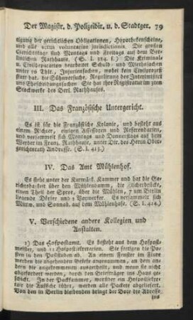 III. Das Französische Untergericht.