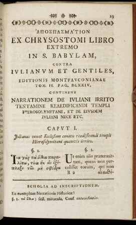 [...] Ex Chrysostomi Libro Extremo In S. Babylam, Contra Julianum Et Gentiles, [...]