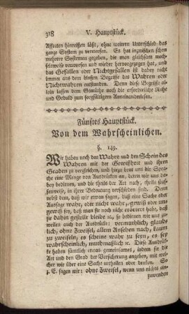 Fünftes Hauptstück. Von dem Wahrscheinlichen.