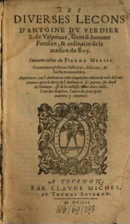 Les diverses leçons : suite de P. Mexia