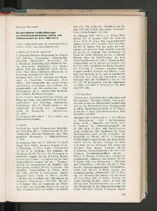 Die periodischen Veröffentlichungen zur schleswig-holsteinischen Landes- und Volkstumskunde im Jahre 1969 (Teil I)