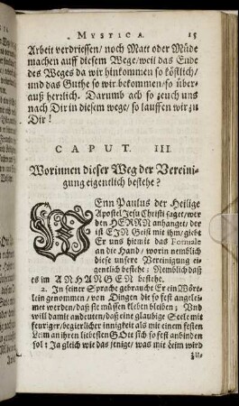 Caput III. Worinnen dieser Weg der Vereinigung eigentlich bestehe?
