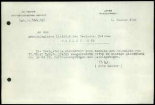 O. Walter an DAI Zentrale