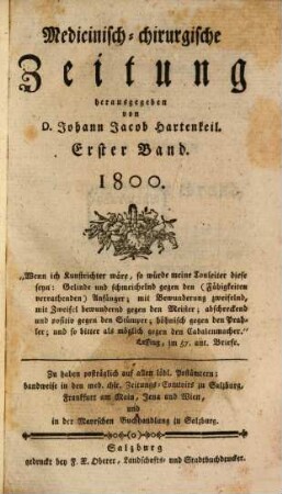 Medicinisch-chirurgische Zeitung. 1800, 1