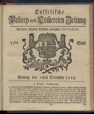 51tes Stueck, Montag den 15ten December 1755