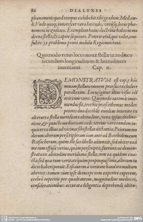 Cap. 11. Quomodo verus locus nouae stellae in zodiaco secundum longitudinem & latitudinem inueniatur.