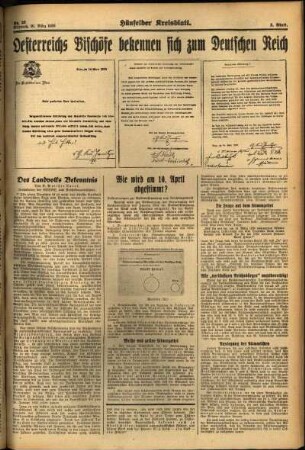 Zweite Ausgabe vom Mittwoch, den 30. März 1938.