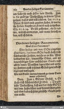 Von denen heiligen Sacramenten