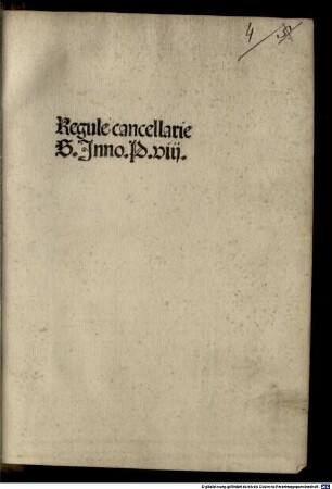 Regule cancellarie S. Jnno. P. viij.