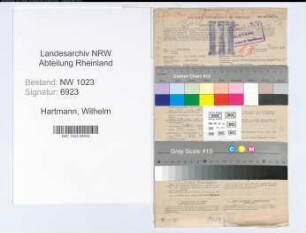 Entnazifizierung Wilhelm Hartmann , geb. 06.03.1906 (Verw.Inspektor)
