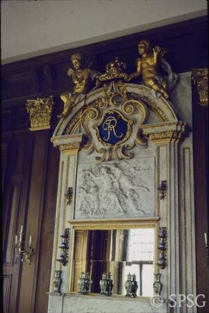 Berlin, Schloss Charlottenburg, Altes Schloss, Ostflügel, Tafelzimmer, R. 121, Kaminwand.