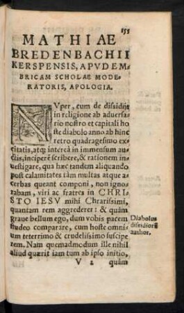 Mathiae Bredenbachii Kerspensis, Apud Embricam Scholae Moderatoris, Apologia.