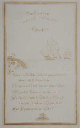 Erinnerungsblatt an die Schlacht bei Eckernförde (5.4.1849)